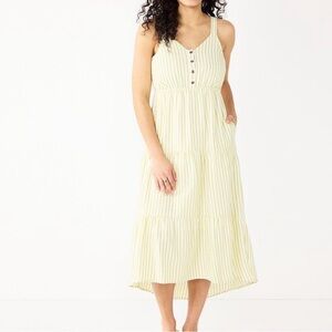 Sonoma Cream Striped Midi Dress